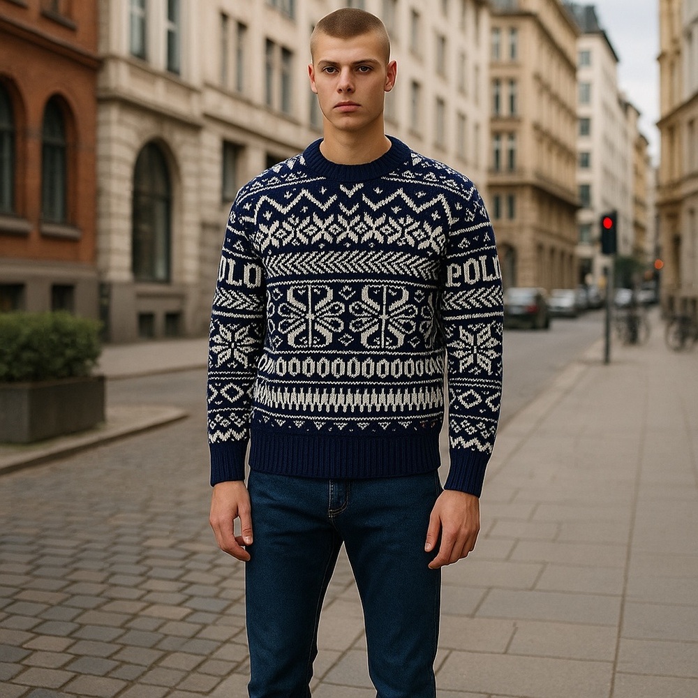 NWT Polo Ralph Lauren Boys Snowflake Wool-Blend Sweater Size M Winter Holiday‎